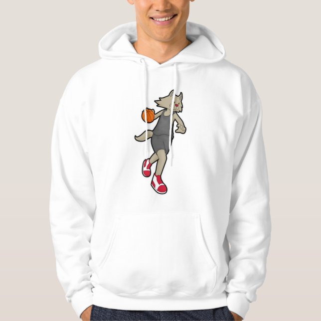 Veste À Capuche Chat comme joueur de basket-ball avec basket-ball (Devant)