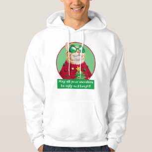 Veste À Capuche Chat dans un pull de Noël