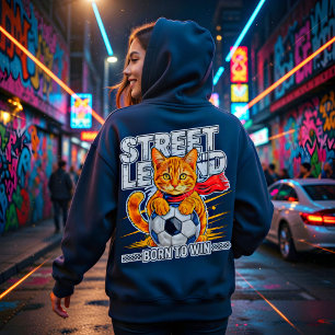 Veste À Capuche Chat de foot Cadeau Mignon Légende de rue