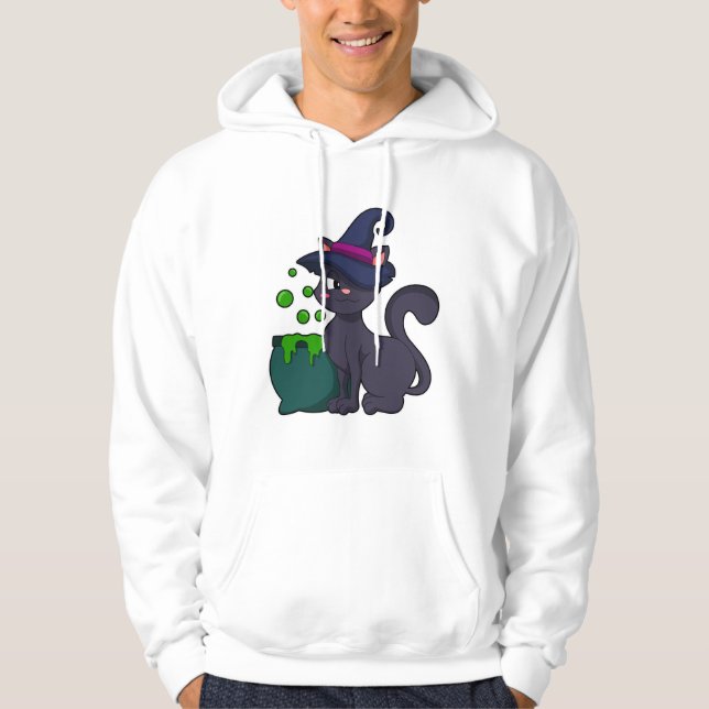 Veste À Capuche Chat en sorcière avec Cauldron (Devant)