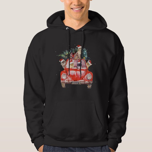 Veste À Capuche Chat équitation Camion Rouge Arbre de Noël Chat Sa (Devant)