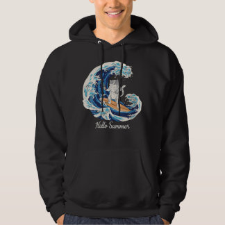 Veste À Capuche Chat Femme Avec Sushi Vague Surfer Vintage Surf