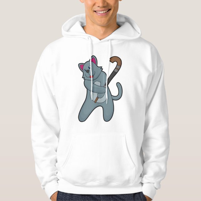 Veste À Capuche Chat Hockey avec bâton de hockey (Devant)