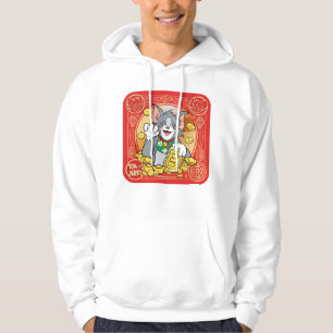 Veste À Capuche Chat Jerry chanceux avec des systèmes d'or