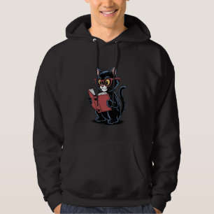 Veste À Capuche Chat lisant un livre nerd Kitty bibliophile