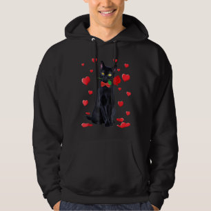 Veste À Capuche Chat noir avec Rose Valentines Valentine Amoureux