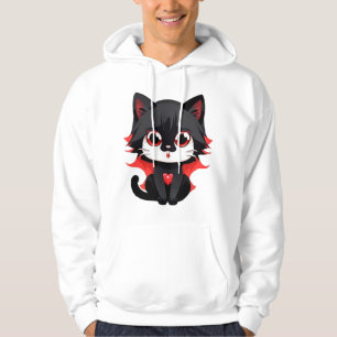 Veste À Capuche Chat noir de couleur rouge