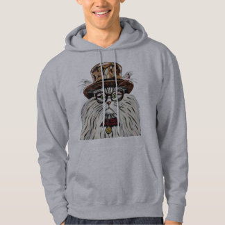 Veste À Capuche Chat portant un casquette et lunettes