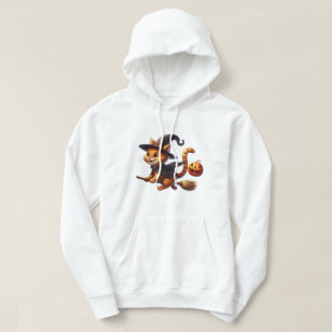 Veste À Capuche Chats en sorcière d'Halloween à cheval Citrouille 