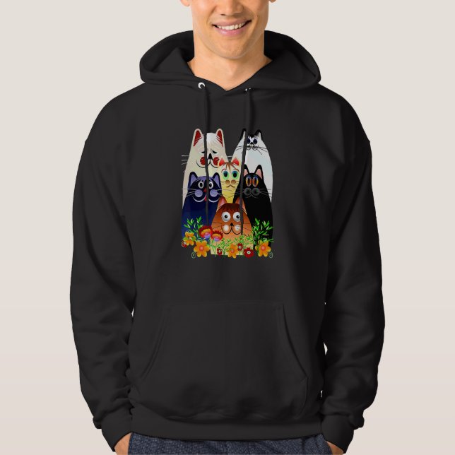 Veste À Capuche Chats et fleur (Devant)
