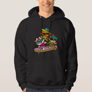 Veste À Capuche Chats Jouer Skateboard porter des lunettes Hip hop