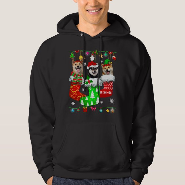 Veste À Capuche Chaussettes de Noël Pyjama Shiba Inu Chien Chiot A (Devant)