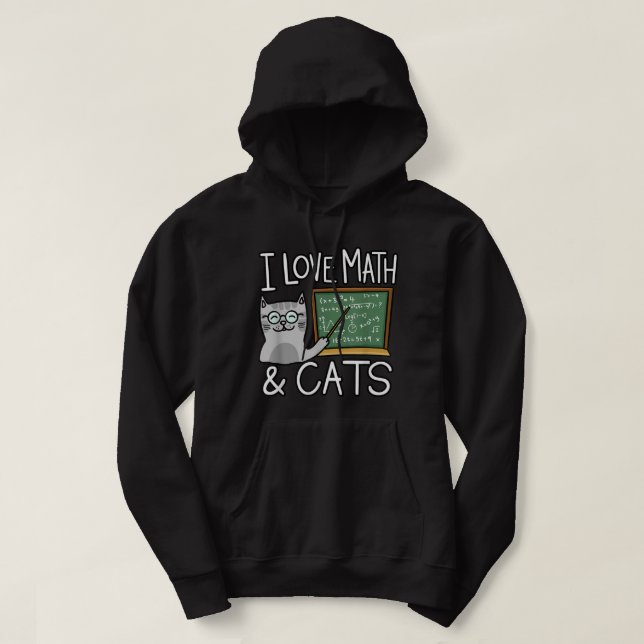 Veste À Capuche Chemise Amoureux des chats, J'Aime Les Maths Et Ch (Design devant)