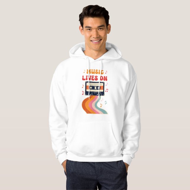 Veste À Capuche Chemise De Bande De Cassette Rétro - La Musique Vi (Devant entier)