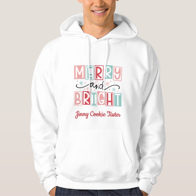 Veste À Capuche Chemise de Noël de famille avec nom (Devant)