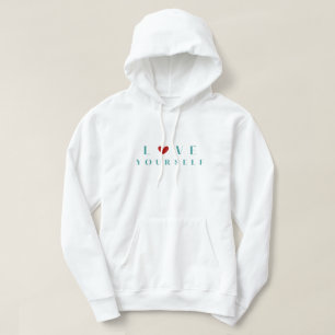 Veste À Capuche Chemise "Love Yourself" sarcelle et rouge minimali