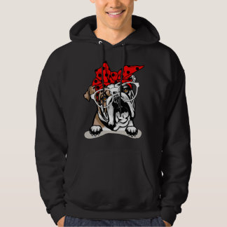 Veste À Capuche Chien anglais mignon Bulldog Noël carreaux rouges 