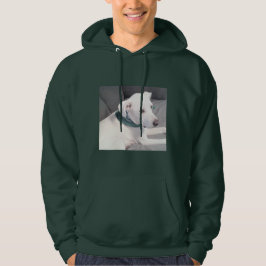 Veste À Capuche Chien blanc mignon portant un écusson vert