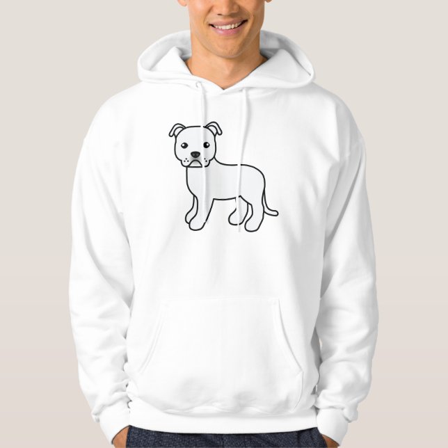 Veste À Capuche Chien caricature Bull Terrier du White Staffordshi (Devant)