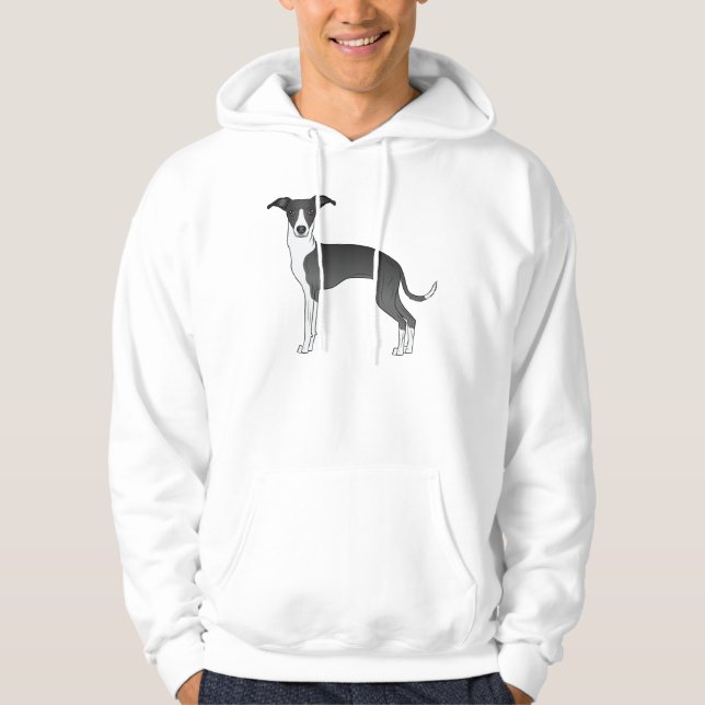 Veste À Capuche Chien Caricature Italien Noir Et Blanc (Devant)