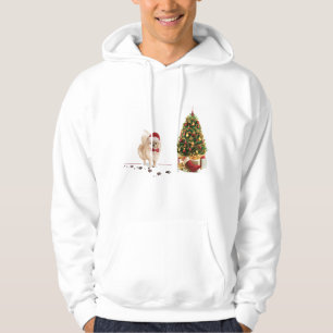 Veste À Capuche Chien de Noël poméranien drôle avec arbre