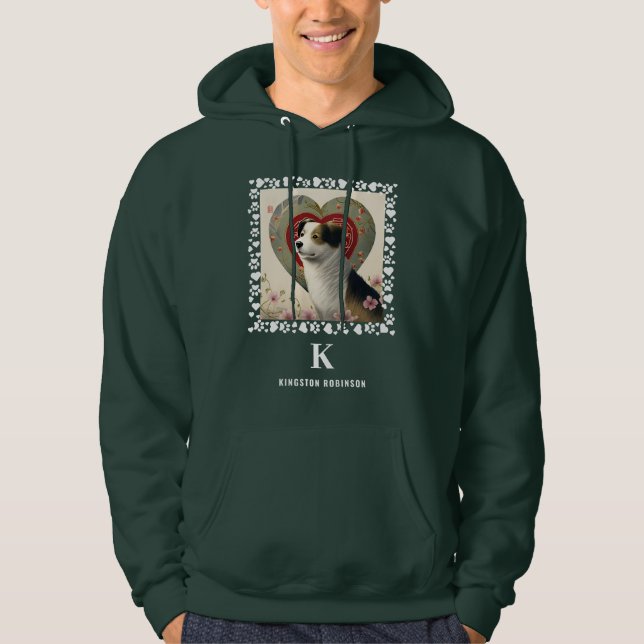 Veste À Capuche Chien Photo Paws Imprime Monogramme & Nom Personna (Devant)