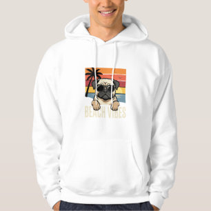 Veste À Capuche Chiens Carlin ambiance de plage Coucher de soleil