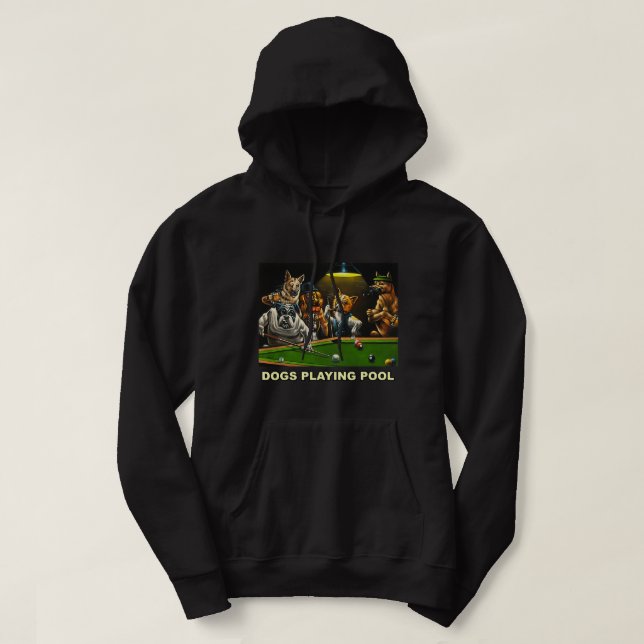 Veste À Capuche Chiens Jouer Pool Art Travail Chiots Snooker Poche (Design devant)