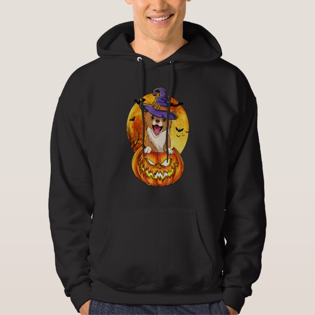 Veste À Capuche Chihuahua Witch Pumpkin Halloween Dog (Devant)