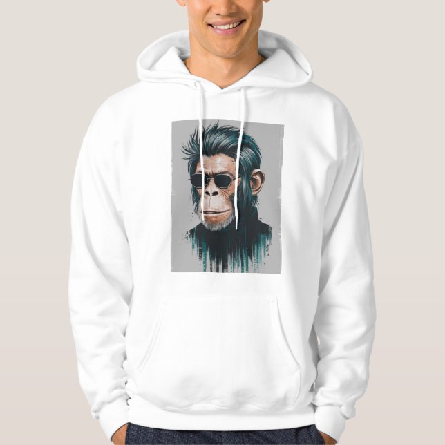 Veste À Capuche Chimp élégant - Vêtements de rue blancs (Devant)