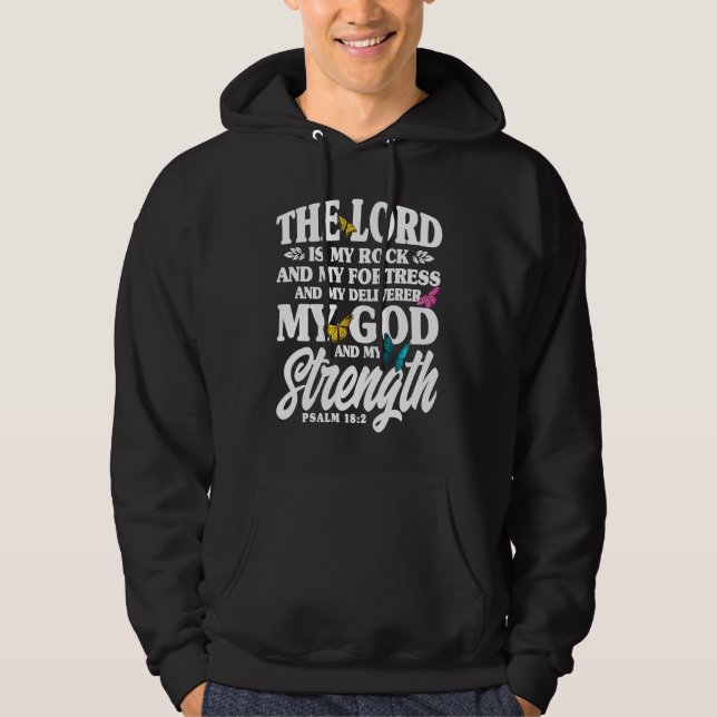 Veste À Capuche Christian Bible Verse Psalm 182 Flower Butterfly   (Devant)