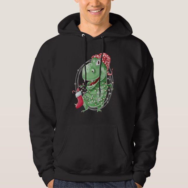 Veste À Capuche Christmas Dinosaur Tree Rex Pyjamas Men Boys Kids (Devant)