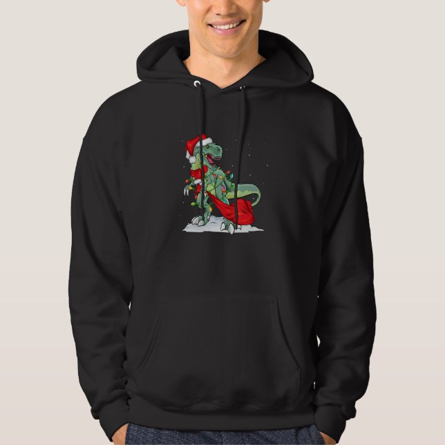 Veste À Capuche Christmas for men women kids Santa Dinosaur (Devant)
