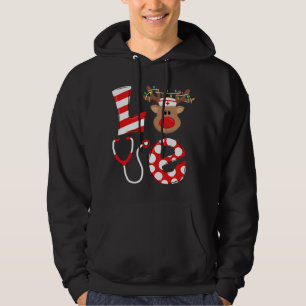 Veste À Capuche Christmas Nurse Love NICU RN ER Père Noël Reindeer