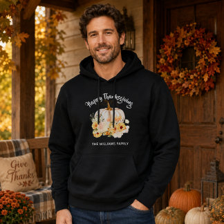Veste À Capuche Citrouille florale personnalisée de Thanksgiving