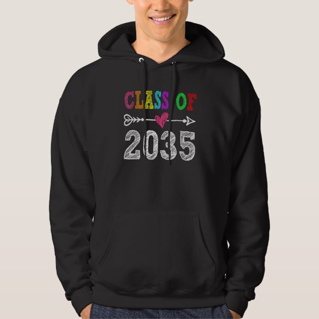 Veste À Capuche Classe De 2035 Jardin d'enfants Diplômé grandir av (Devant)