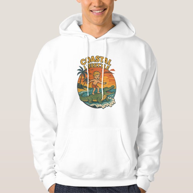 Veste À Capuche Coastal Lifestyle Gator Surfing - Retro Surf Beach (Devant)