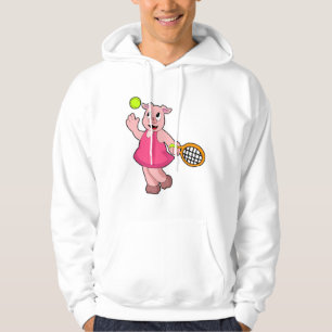 Veste À Capuche Cochon au tennis avec raquette de tennis