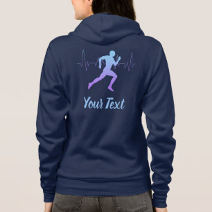 Veste À Capuche Coeur Beat Runner Personnalisé Marine Bleu