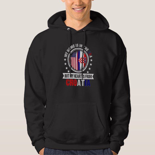 Veste À Capuche Coeur du drapeau croate américain de Croatie Améri (Devant)
