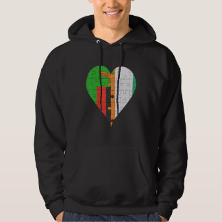 Veste À Capuche Coeur du drapeau de la Zambie