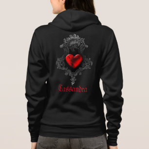 Veste À Capuche Coeur gothique rouge personnalisé