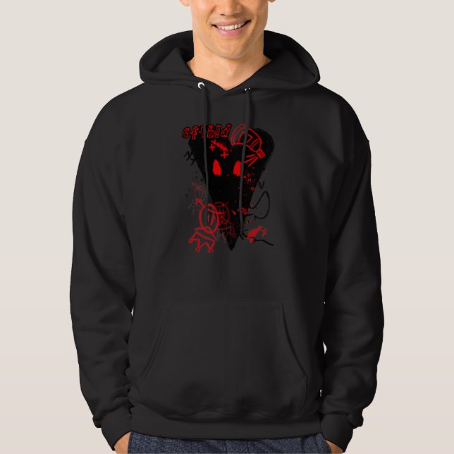 Veste À Capuche Coeur noir Graffiti Streetwear (Devant)