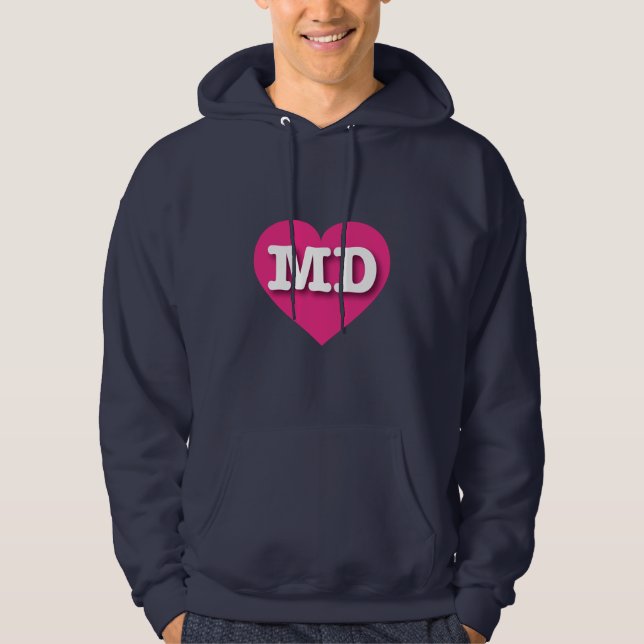 Veste À Capuche Coeur rose chaud du Maryland - J'aime MD (Devant)
