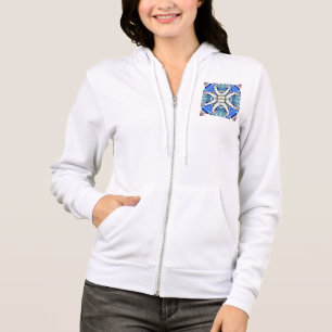 Veste À Capuche Coeurs de mandala bleu motif Thunder_Cove