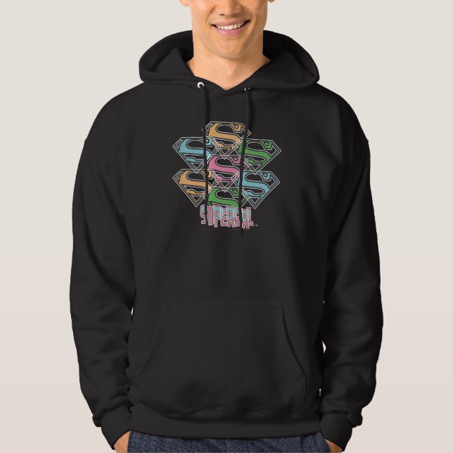 Veste À Capuche Collage du logo de Supergirl Pastel (Devant)