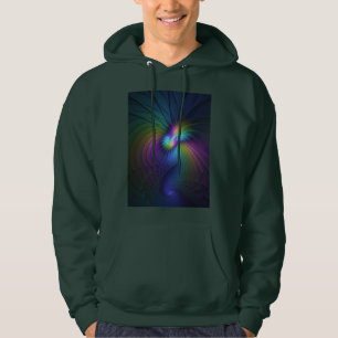 Veste À Capuche Coloré Avec Bleu Moderne Art Fractal Abstrait