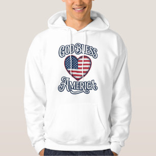 Veste À Capuche Conception de chemise à cœur patriotique Dieu béni