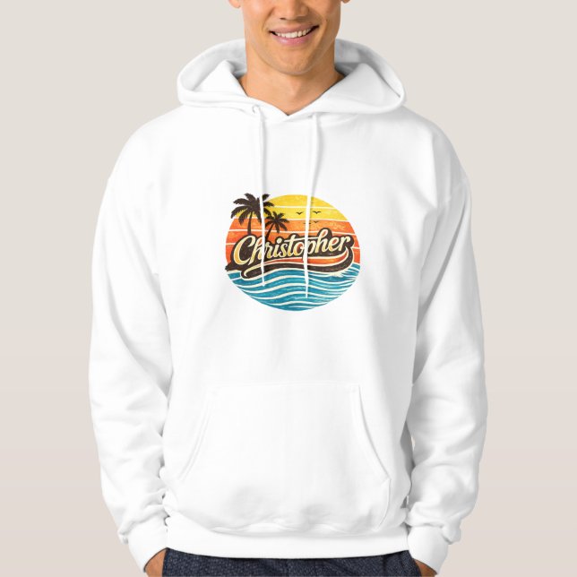 Veste À Capuche Conception de nom Christopher Retro Sunset (Devant)