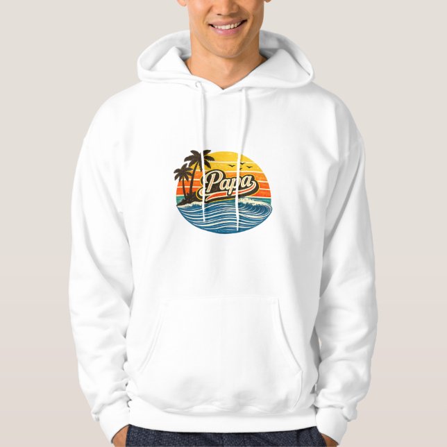 Veste À Capuche Conception de nom de Papa Retro Sunset (Devant)